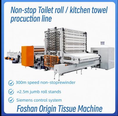 NON-STOP Fully Automatic Toilet Paper Production Line with embossing unit