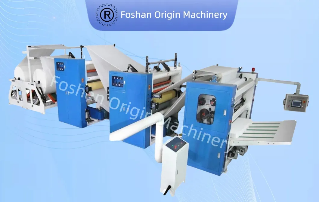 Glue Lamination Unit & Steel To Steel Embossing Unit V Fold Facial Tissue Folding Machine With Auto Transfer 0